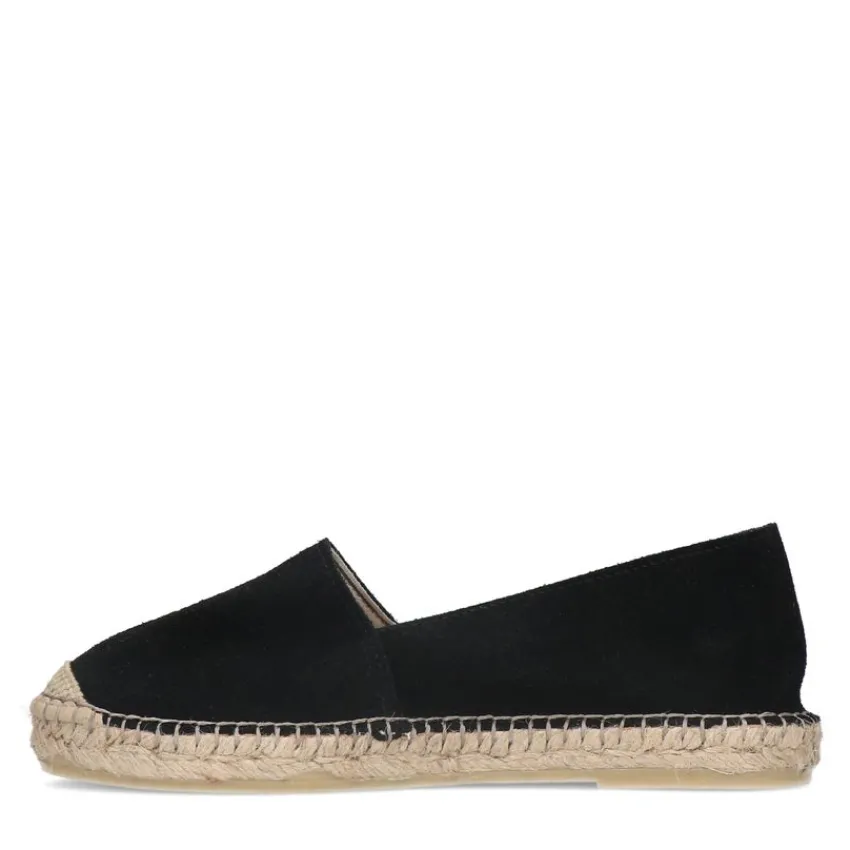 Manfield Zwarte suède espadrilles^DAMES Espadrilles