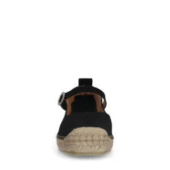 Manfield Zwarte suède espadrilles met bandje^DAMES Espadrilles|Loafers
