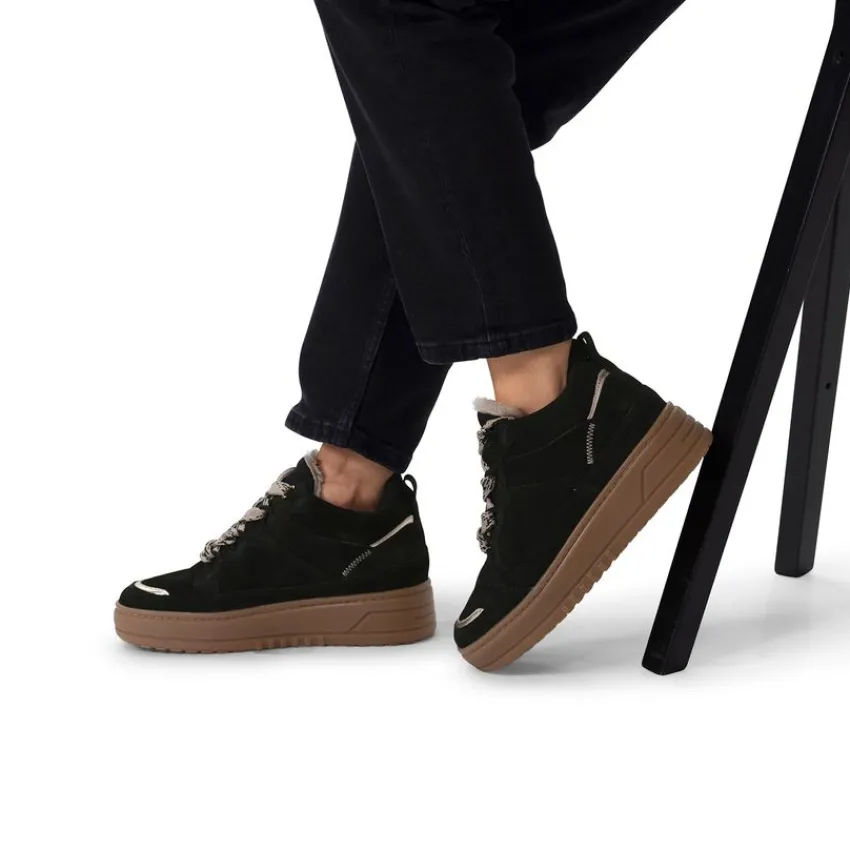 Manfield Zwarte suède hoge sneakers^DAMES Sneakers