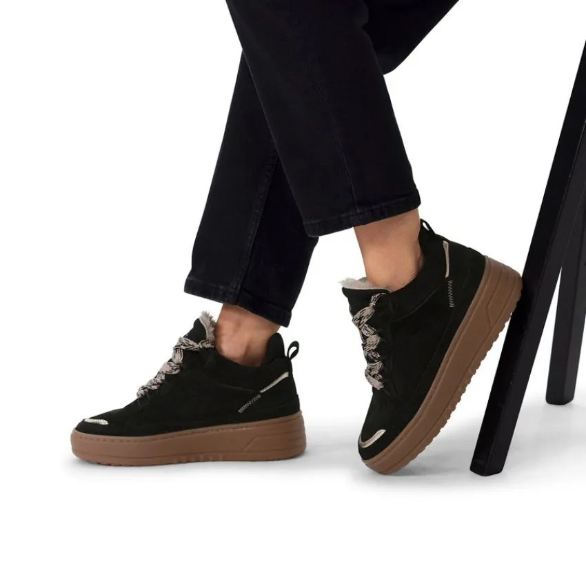 Manfield Zwarte suède hoge sneakers^DAMES Sneakers