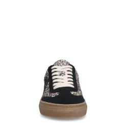 Manfield Zwarte suède leopard sneakers^DAMES Sneakers