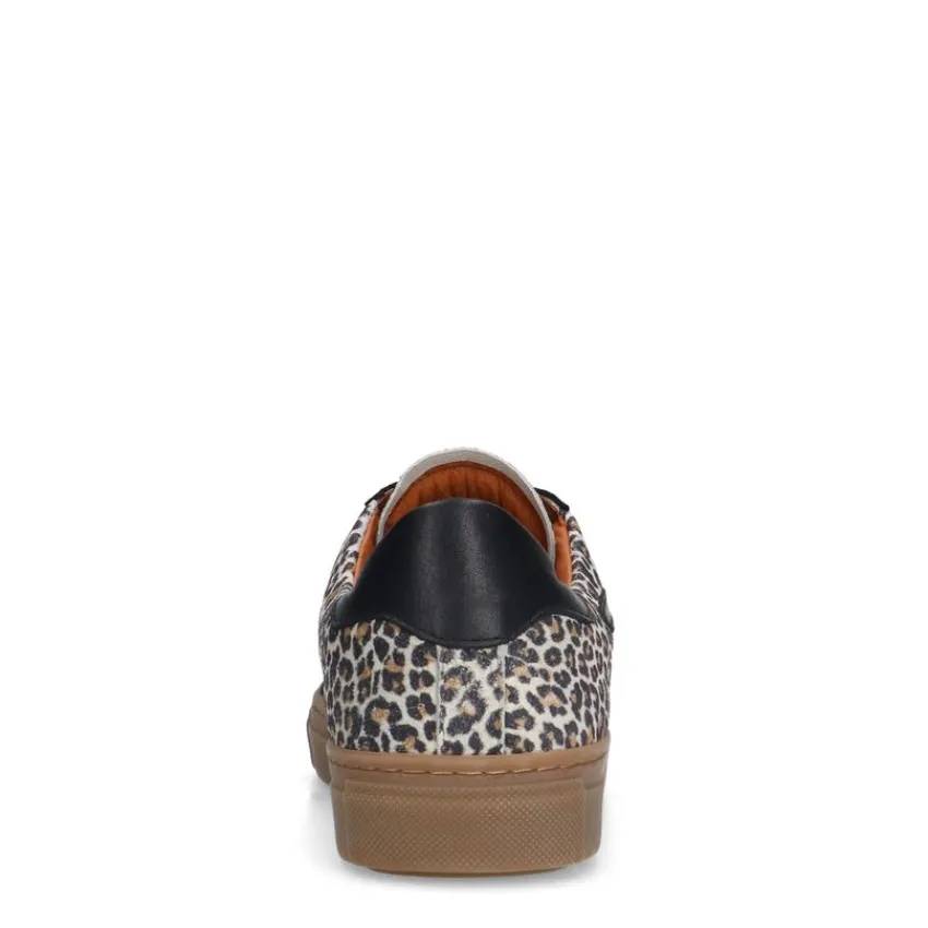 Manfield Zwarte suède leopard sneakers^DAMES Sneakers