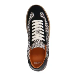 Manfield Zwarte suède leopard sneakers^DAMES Sneakers