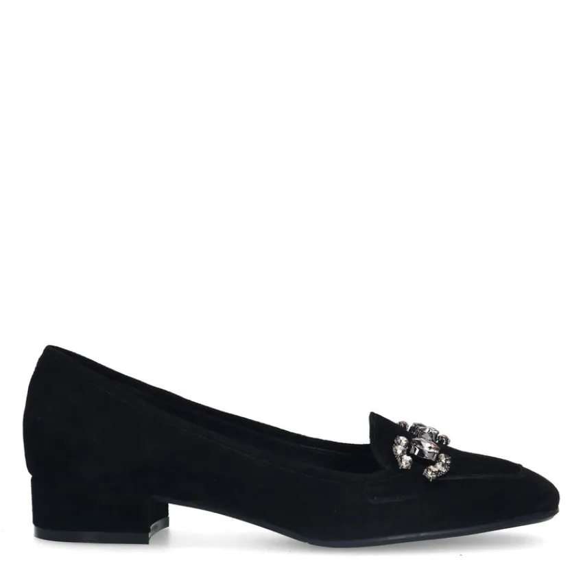 Manfield Zwarte suède loafer pumps^DAMES Loafers