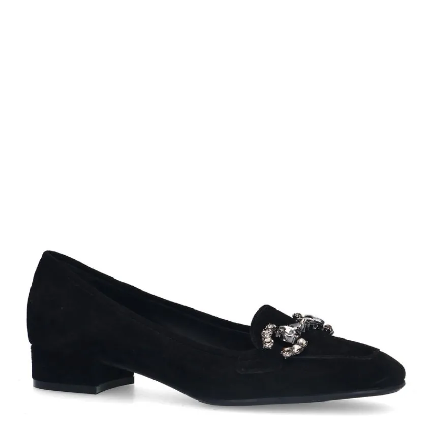 Manfield Zwarte suède loafer pumps^DAMES Loafers