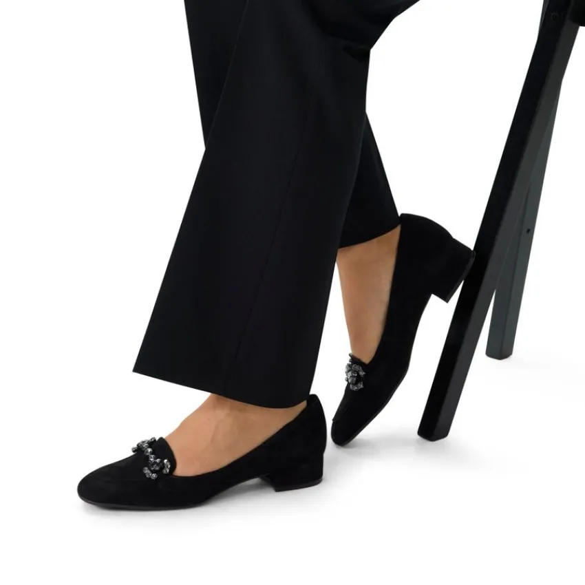 Manfield Zwarte suède loafer pumps^DAMES Loafers