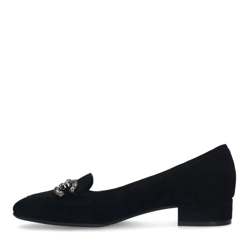 Manfield Zwarte suède loafer pumps^DAMES Loafers