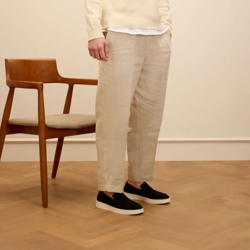 Manfield Zwarte suède loafers^Heren Loafers