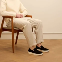 Manfield Zwarte suède loafers^Heren Loafers