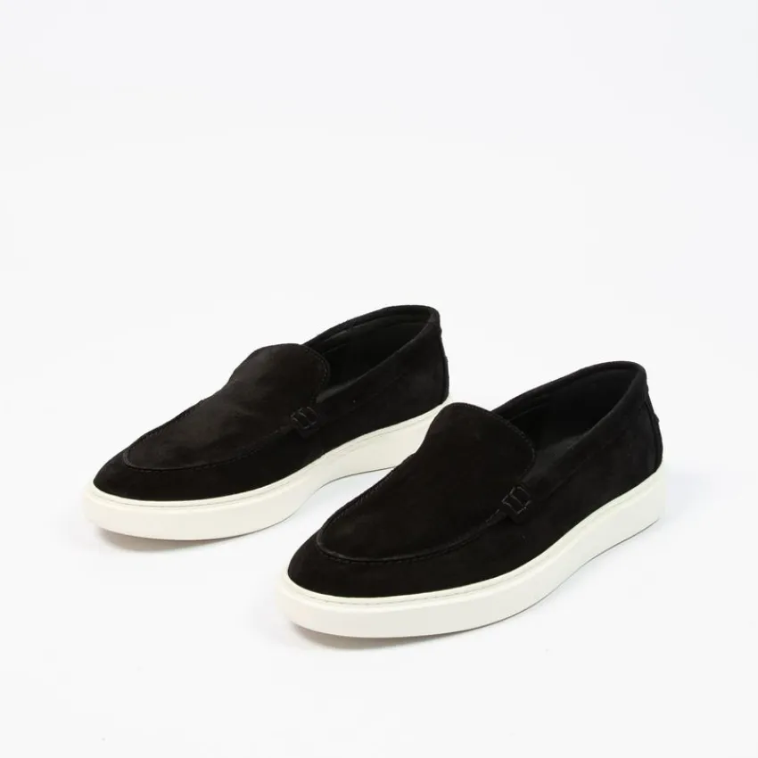 Manfield Zwarte suède loafers^Heren Loafers