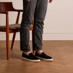 Manfield Zwarte suède loafers^Heren Loafers