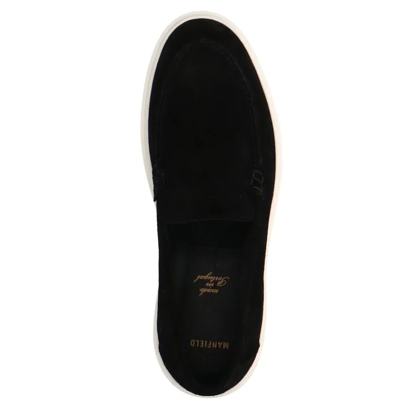 Manfield Zwarte suède loafers^Heren Loafers