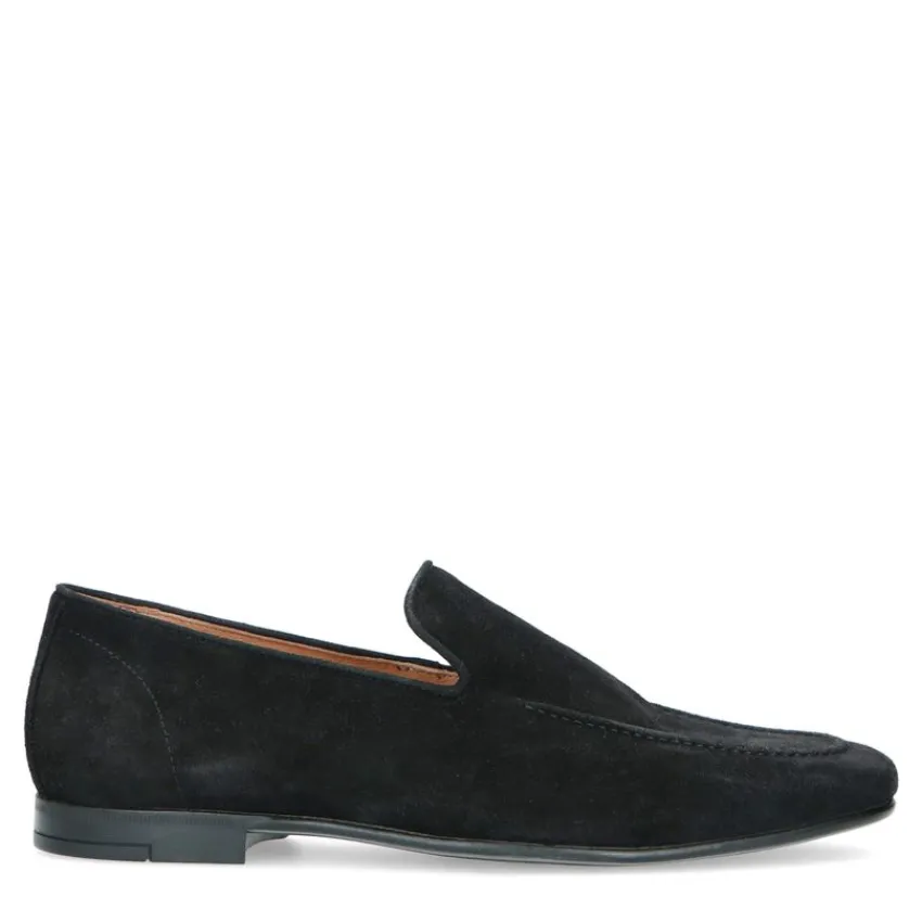 Manfield Zwarte suède loafers^Heren Loafers