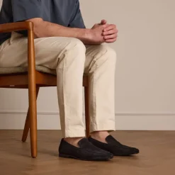 Manfield Zwarte suède loafers^Heren Loafers