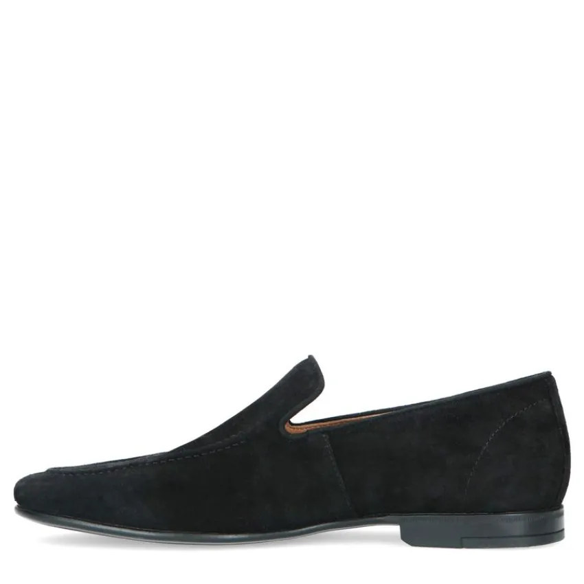 Manfield Zwarte suède loafers^Heren Loafers