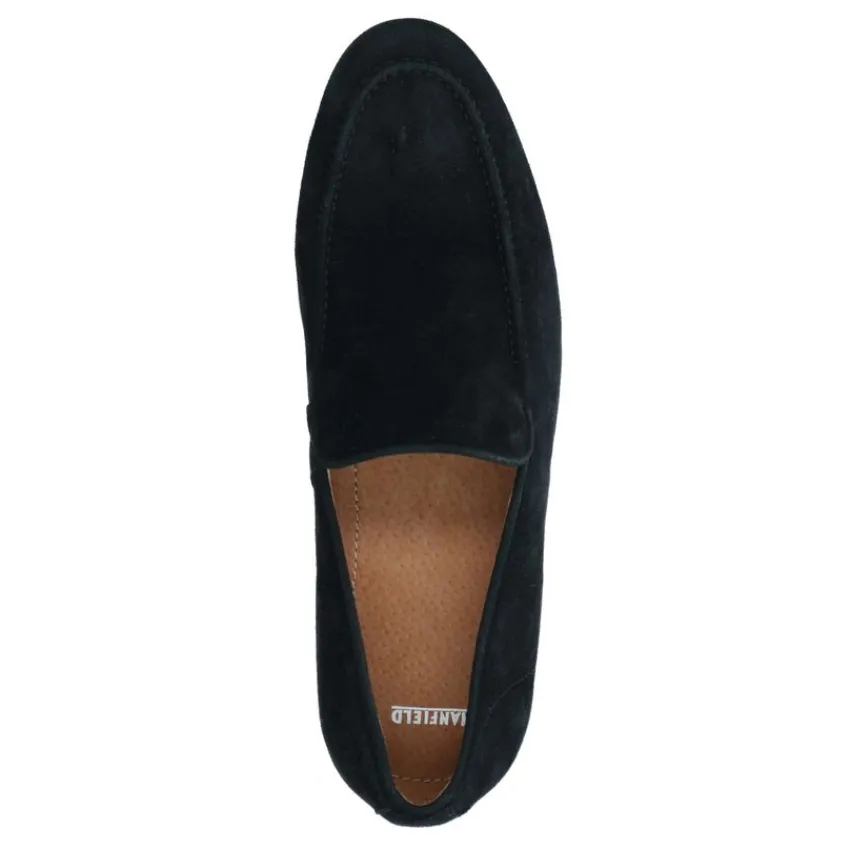 Manfield Zwarte suède loafers^Heren Loafers