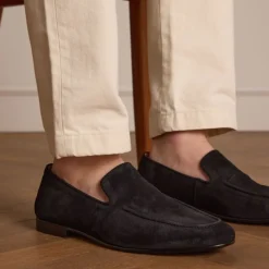Manfield Zwarte suède loafers^Heren Loafers