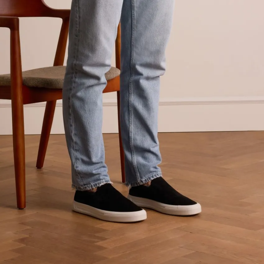 Manfield Zwarte suède loafers^Heren Loafers