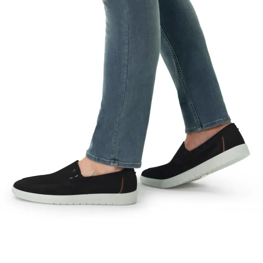 No Stress Zwarte suède loafers^Heren Loafers
