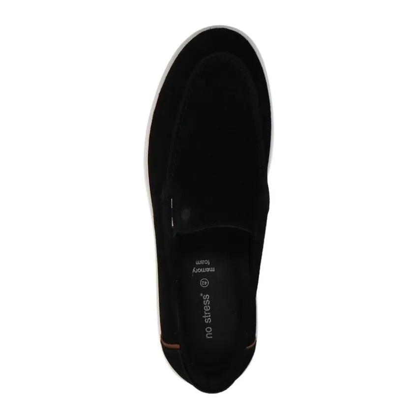 No Stress Zwarte suède loafers^Heren Loafers