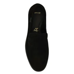 Manfield Zwarte suède loafers^Heren Loafers