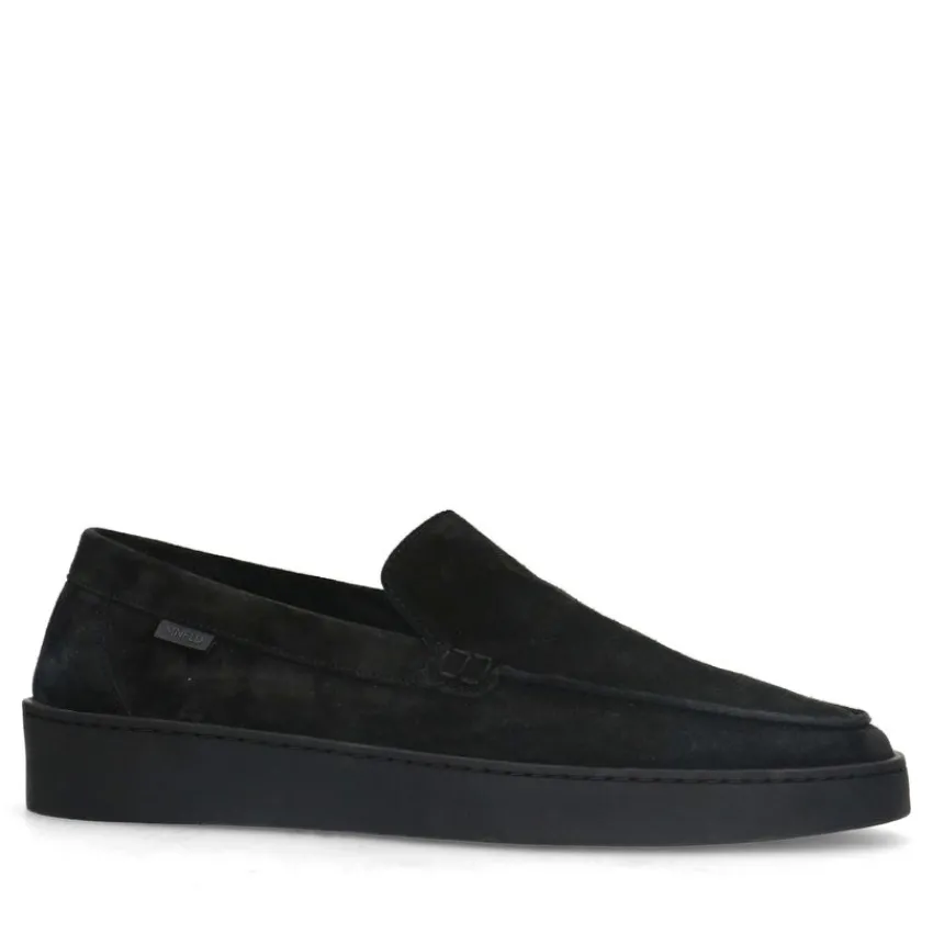 Manfield Zwarte suède loafers^Heren Loafers