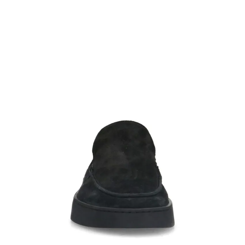 Manfield Zwarte suède loafers^Heren Loafers
