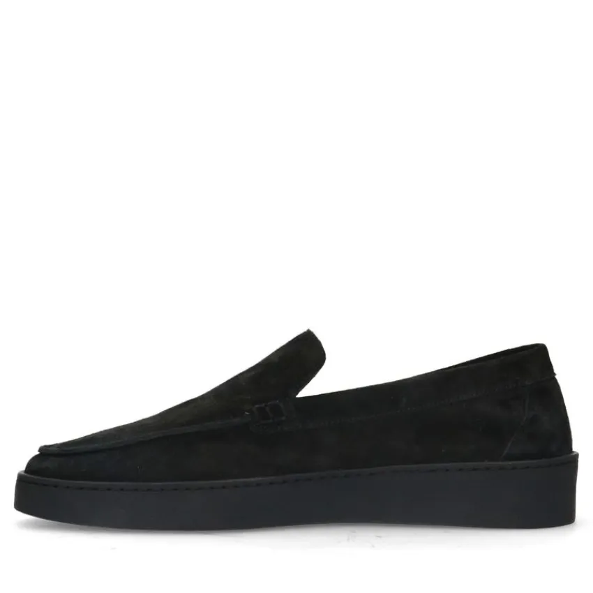 Manfield Zwarte suède loafers^Heren Loafers