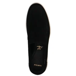 Manfield Zwarte suède loafers^Heren Loafers