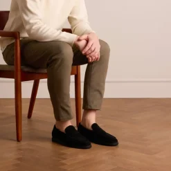 Manfield Zwarte suède loafers^Heren Loafers