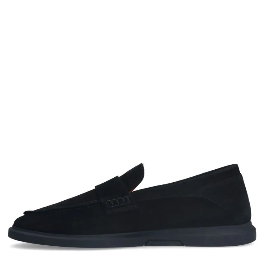 Manfield Zwarte suède loafers^Heren Loafers