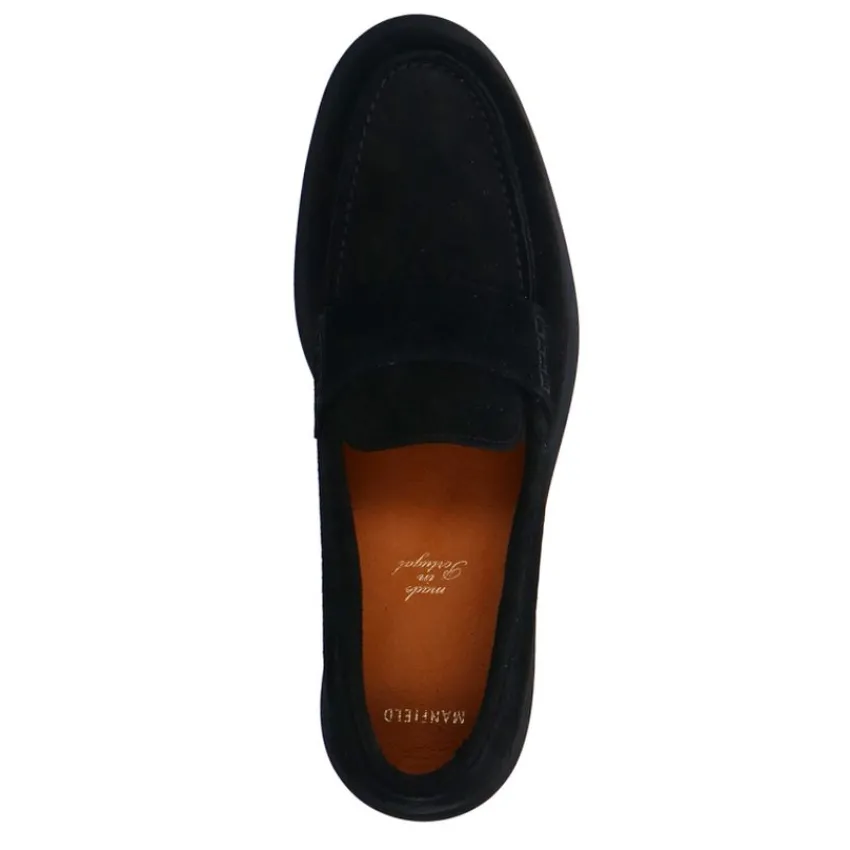 Manfield Zwarte suède loafers^Heren Loafers