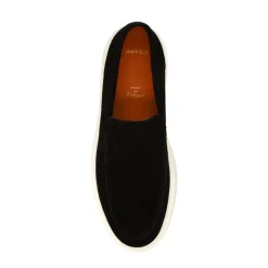 Manfield Zwarte suède loafers^Heren Loafers