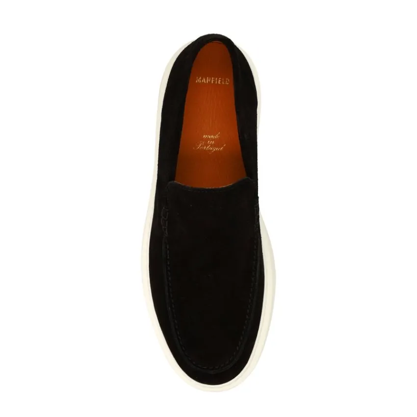Manfield Zwarte suède loafers^Heren Loafers