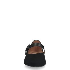 Manfield Zwarte suède loafers met gespsluiting^DAMES Loafers