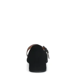 Manfield Zwarte suède loafers met gespsluiting^DAMES Loafers