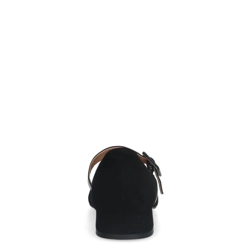 Manfield Zwarte suède loafers met gespsluiting^DAMES Loafers