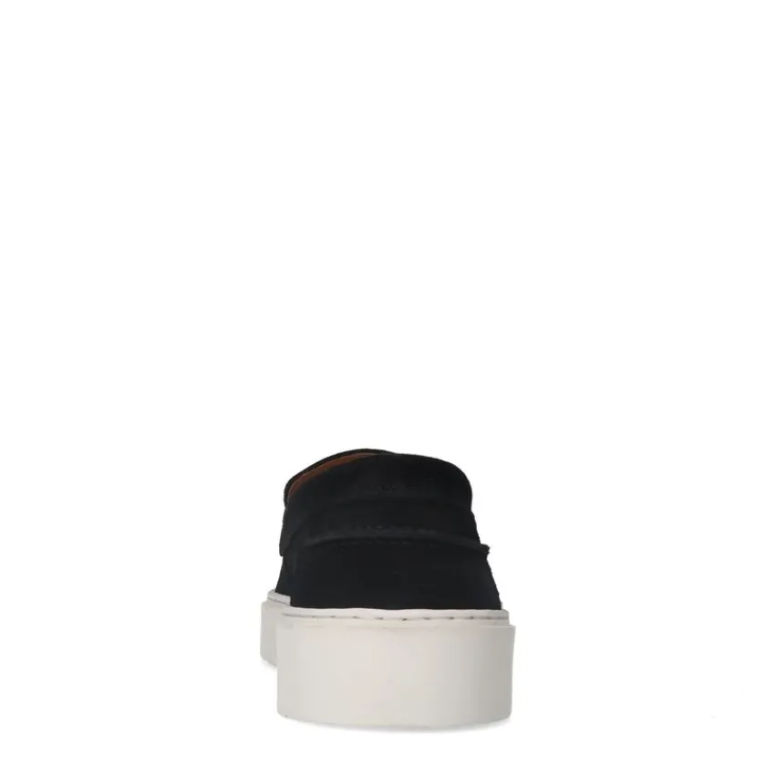 Manfield Zwarte suède loafers met kwastjes^Heren Loafers