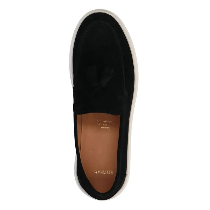 Manfield Zwarte suède loafers met kwastjes^Heren Loafers