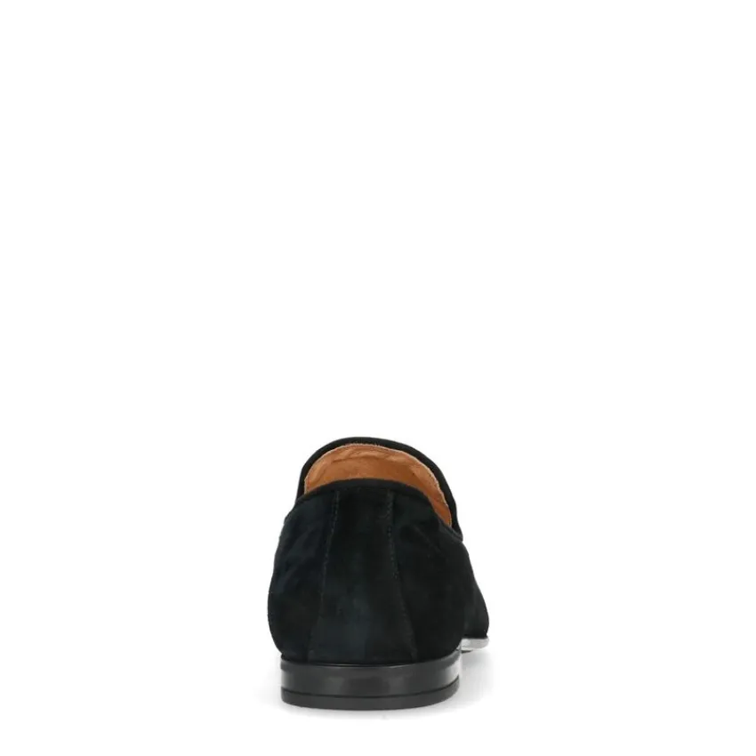 Manfield Zwarte suède loafers met kwastjes^Heren Loafers