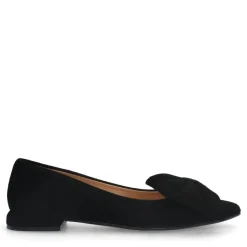 Manfield Zwarte suède loafers met strik^DAMES Loafers