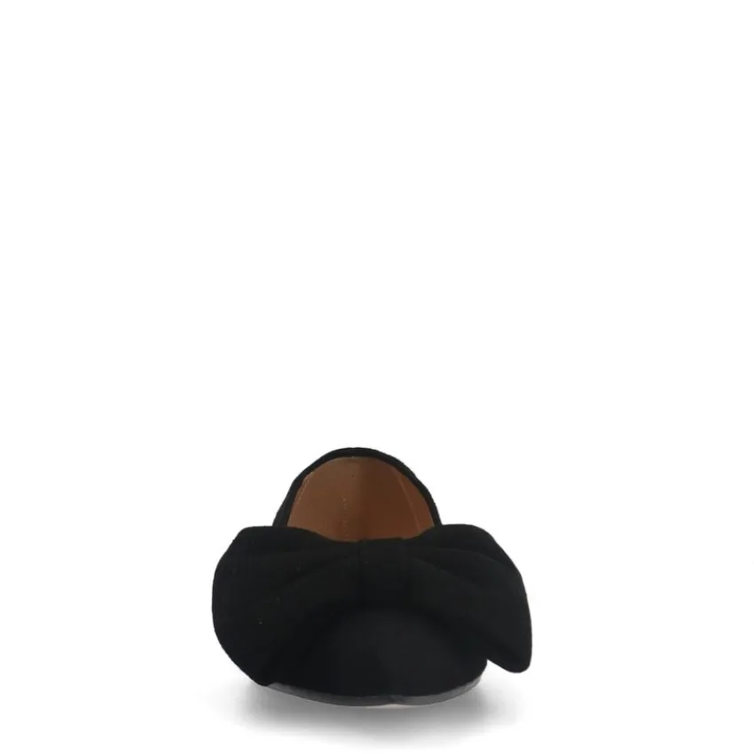 Manfield Zwarte suède loafers met strik^DAMES Loafers