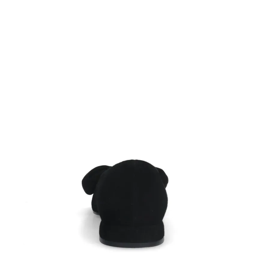 Manfield Zwarte suède loafers met strik^DAMES Loafers