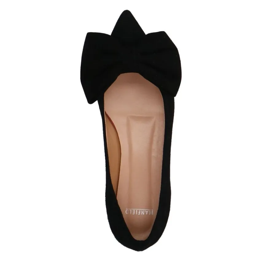 Manfield Zwarte suède loafers met strik^DAMES Loafers