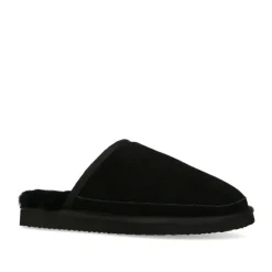 Manfield Zwarte suède pantoffels^Heren Pantoffels