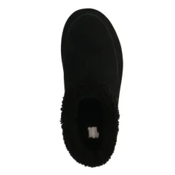 Manfield Zwarte suède pantoffels met imitatie wol^Heren Pantoffels