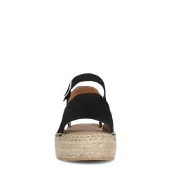 Manfield Zwarte suède sandalen met plateauzool^DAMES Espadrilles|Sandalen