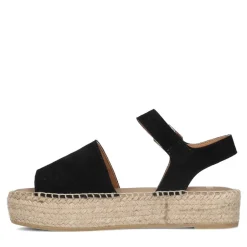 Manfield Zwarte suède sandalen met plateauzool^DAMES Espadrilles|Sandalen