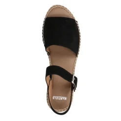 Manfield Zwarte suède sandalen met plateauzool^DAMES Espadrilles|Sandalen