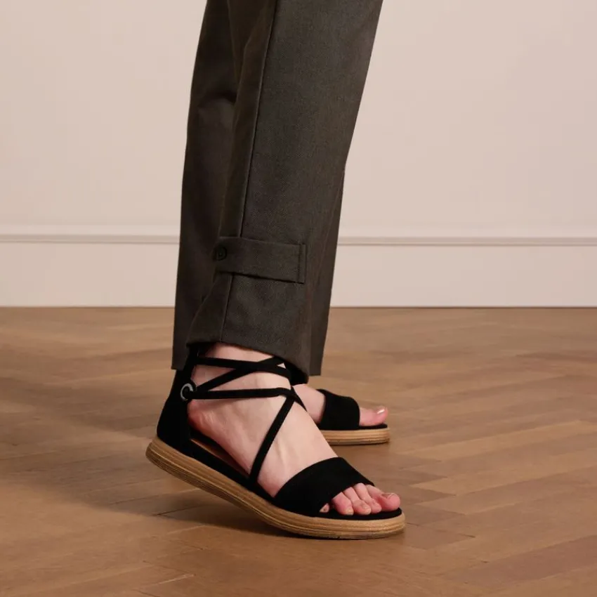 No Stress Zwarte suède sandalen met bandjes^DAMES Sandalen